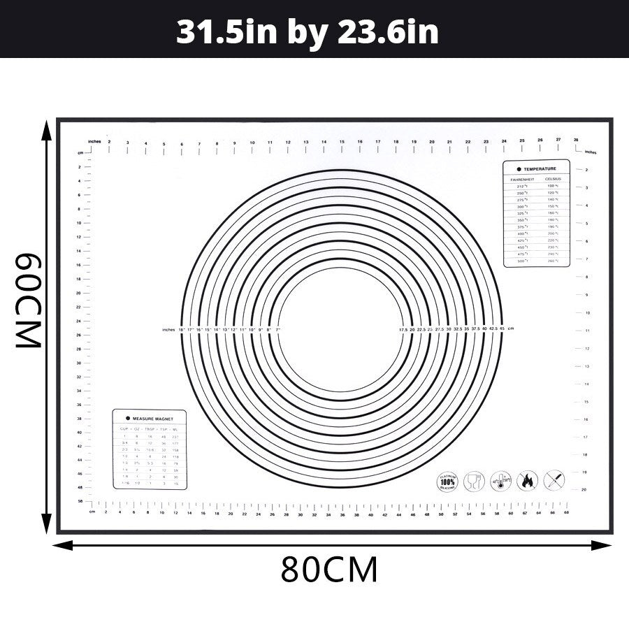 Extra Large 32"x24" Silicone Baking Mat - Non-Stick Non-Skid Pastry Mat with Measurements by Leeseph (Red & Black) - dianjiang-