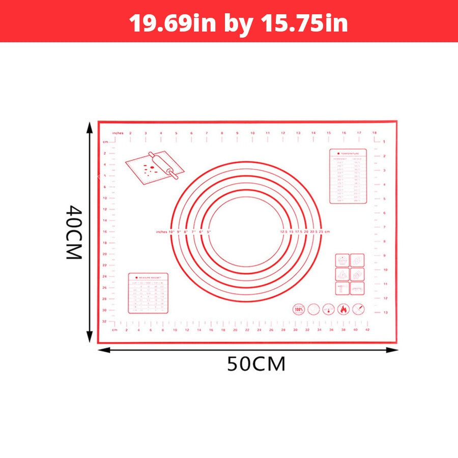 Extra Large 32"x24" Silicone Baking Mat - Non-Stick Non-Skid Pastry Mat with Measurements by Leeseph (Red & Black) - dianjiang-