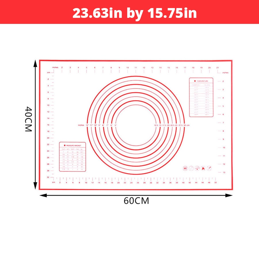 Extra Large 32"x24" Silicone Baking Mat - Non-Stick Non-Skid Pastry Mat with Measurements by Leeseph (Red & Black) - dianjiang-