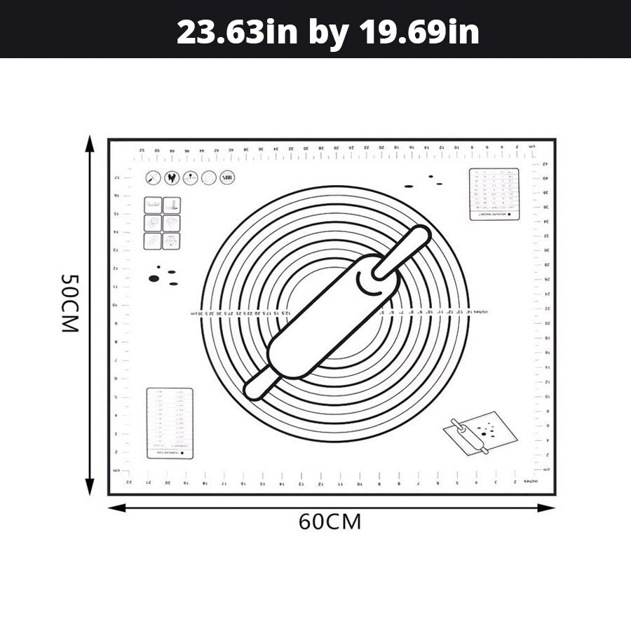 Extra Large 32"x24" Silicone Baking Mat - Non-Stick Non-Skid Pastry Mat with Measurements by Leeseph (Red & Black) - dianjiang-