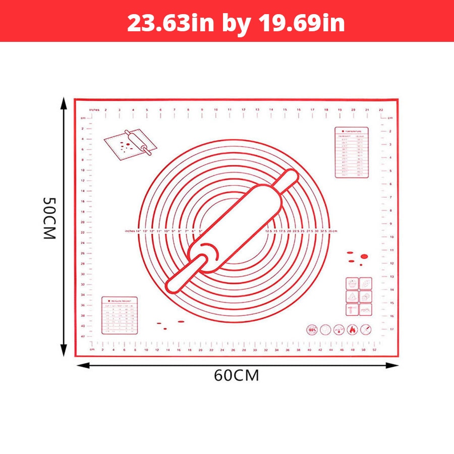 Extra Large 32"x24" Silicone Baking Mat - Non-Stick Non-Skid Pastry Mat with Measurements by Leeseph (Red & Black) - dianjiang-