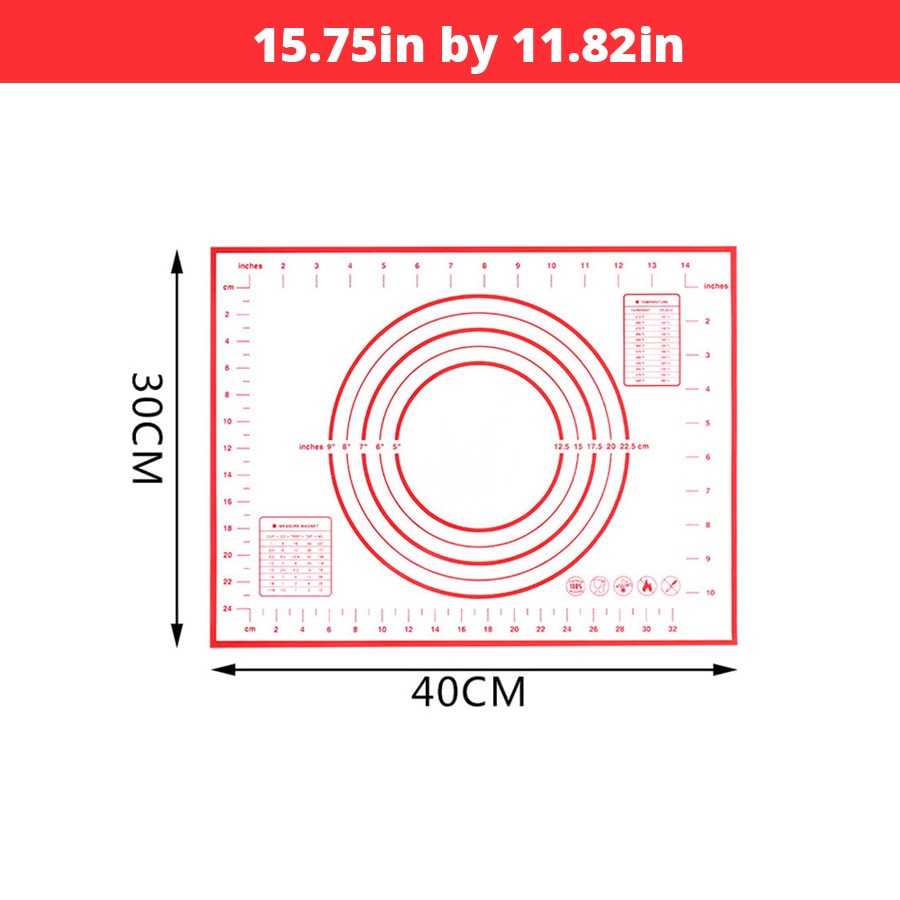 Extra Large 32"x24" Silicone Baking Mat - Non-Stick Non-Skid Pastry Mat with Measurements by Leeseph (Red & Black) - dianjiang-