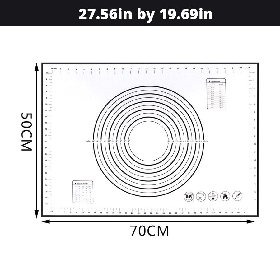 Extra Large 32"x24" Silicone Baking Mat - Non-Stick Non-Skid Pastry Mat with Measurements by Leeseph (Red & Black) - dianjiang-