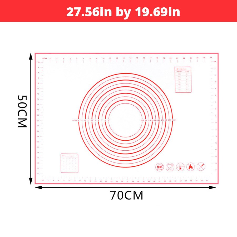 Extra Large 32"x24" Silicone Baking Mat - Non-Stick Non-Skid Pastry Mat with Measurements by Leeseph (Red & Black) - dianjiang-