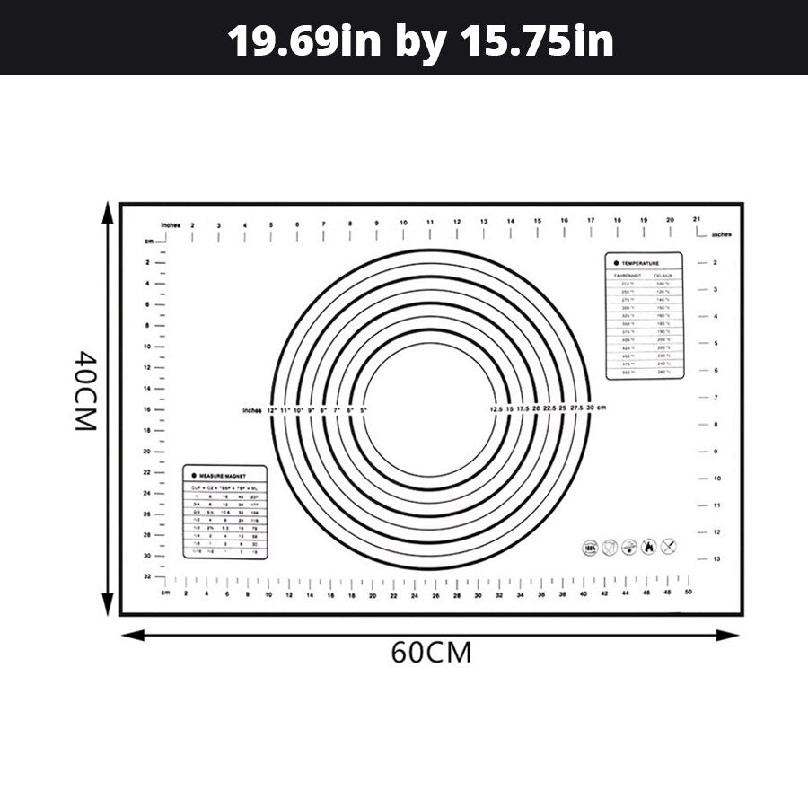 Extra Large 32"x24" Silicone Baking Mat - Non-Stick Non-Skid Pastry Mat with Measurements by Leeseph (Red & Black) - dianjiang-