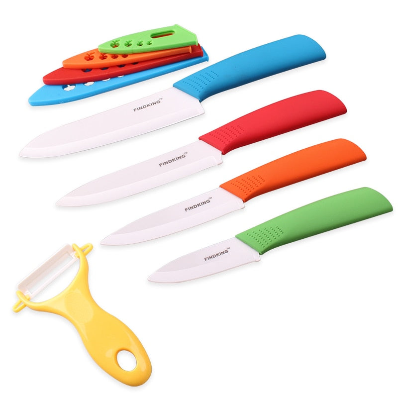 FINDKING top quality ceramic Zirconia kitchen knife set Ceramic Knife 3 4 5 6 inch Peeler Covers for Meat bread fruit knives set - dianjiang-