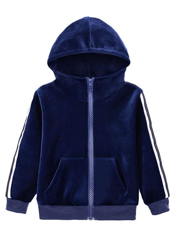 Fall 2-Piece Baby Toddler Boy Pleuche Tracksuit Hooded Jacket & Trousers - dianjiang-