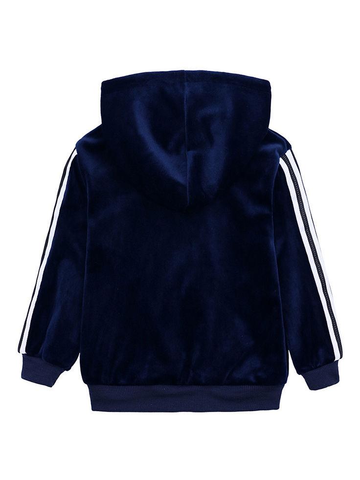 Fall 2-Piece Baby Toddler Boy Pleuche Tracksuit Hooded Jacket & Trousers - dianjiang-