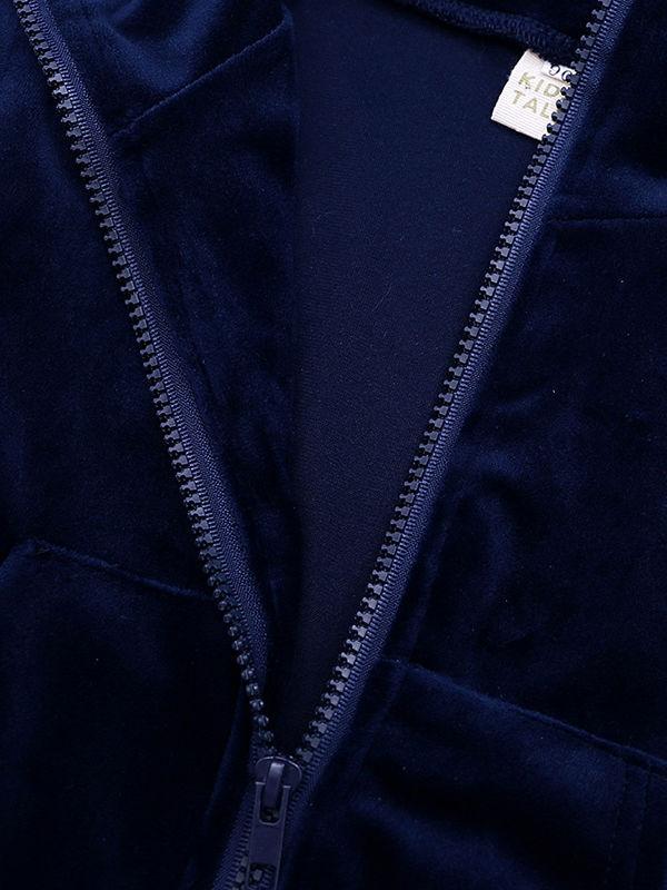 Fall 2-Piece Baby Toddler Boy Pleuche Tracksuit Hooded Jacket & Trousers - dianjiang-