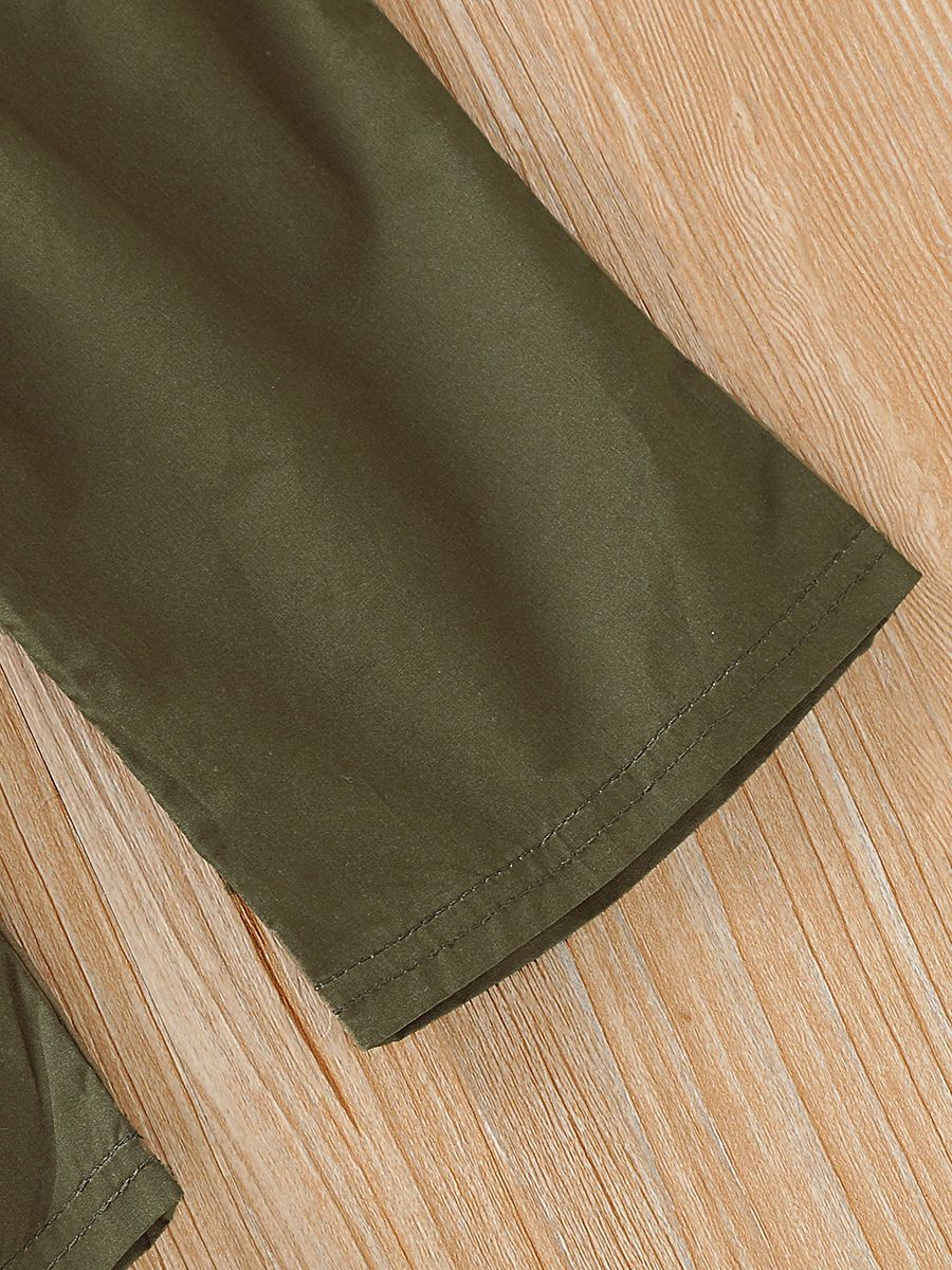 Fall 2-Piece Baby Toddler Girl Stripe Top & Solid Color Jumpsuit Set - dianjiang-