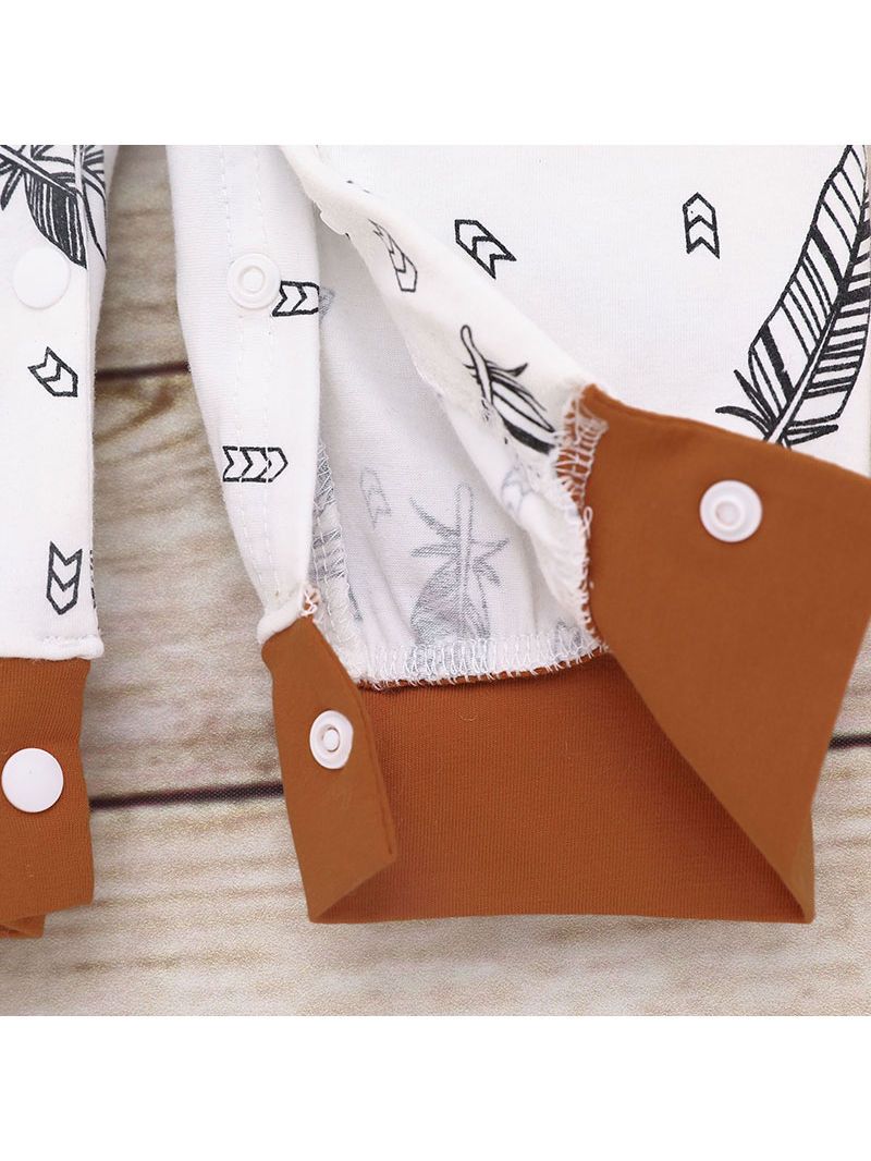 Fall 2-Piece Feather Stripe Overall Matching Hat Set - dianjiang-