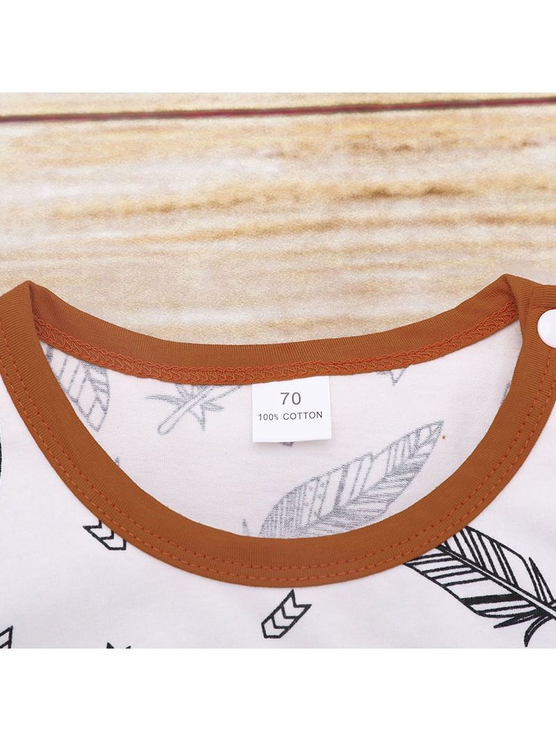 Fall 2-Piece Feather Stripe Overall Matching Hat Set - dianjiang-