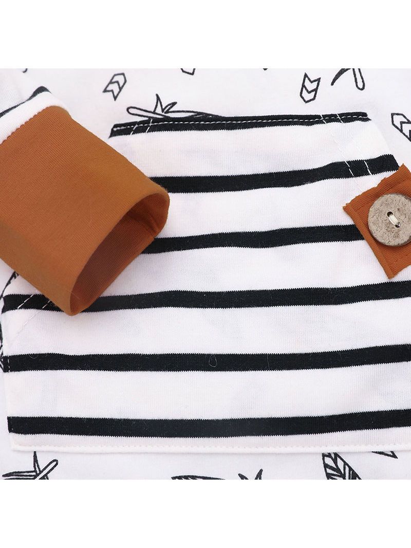 Fall 2-Piece Feather Stripe Overall Matching Hat Set - dianjiang-