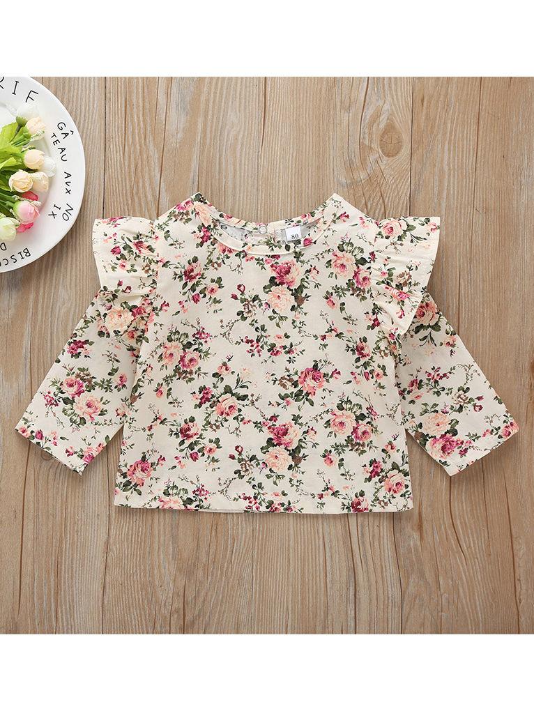 Fall 2-Piece Flower Top & Pink Suspender Pants Set - dianjiang-