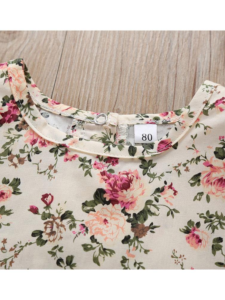 Fall 2-Piece Flower Top & Pink Suspender Pants Set - dianjiang-