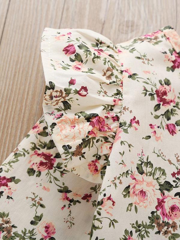 Fall 2-Piece Flower Top & Pink Suspender Pants Set - dianjiang-