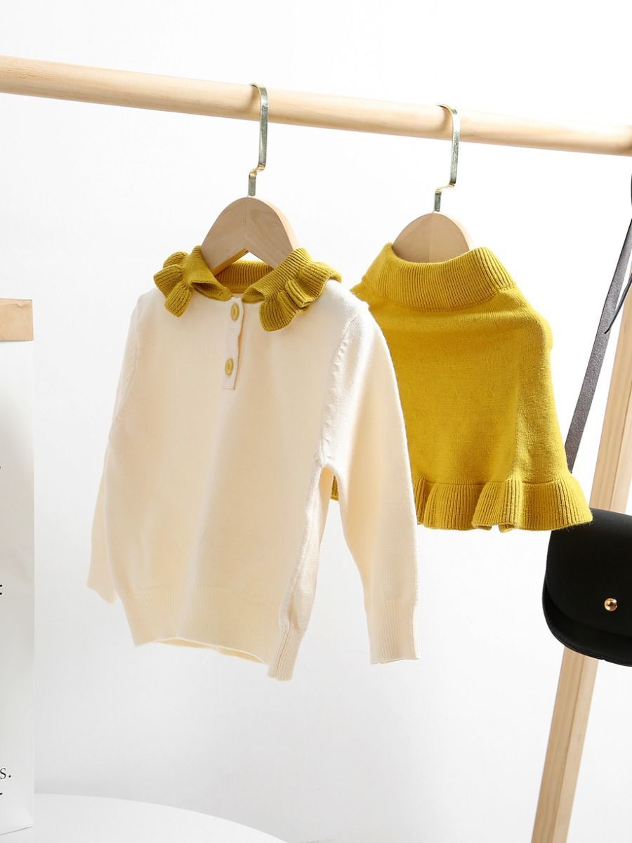 Fall 2-Piece Solid Color Knitted Sweater Matching Flutter Skirt Set - dianjiang-