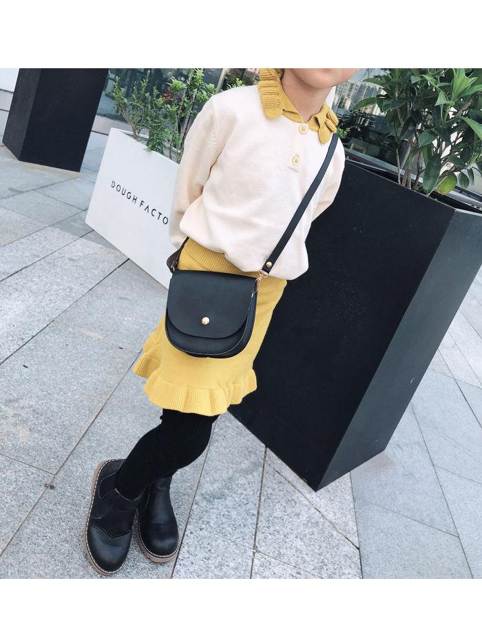 Fall 2-Piece Solid Color Knitted Sweater Matching Flutter Skirt Set - dianjiang-