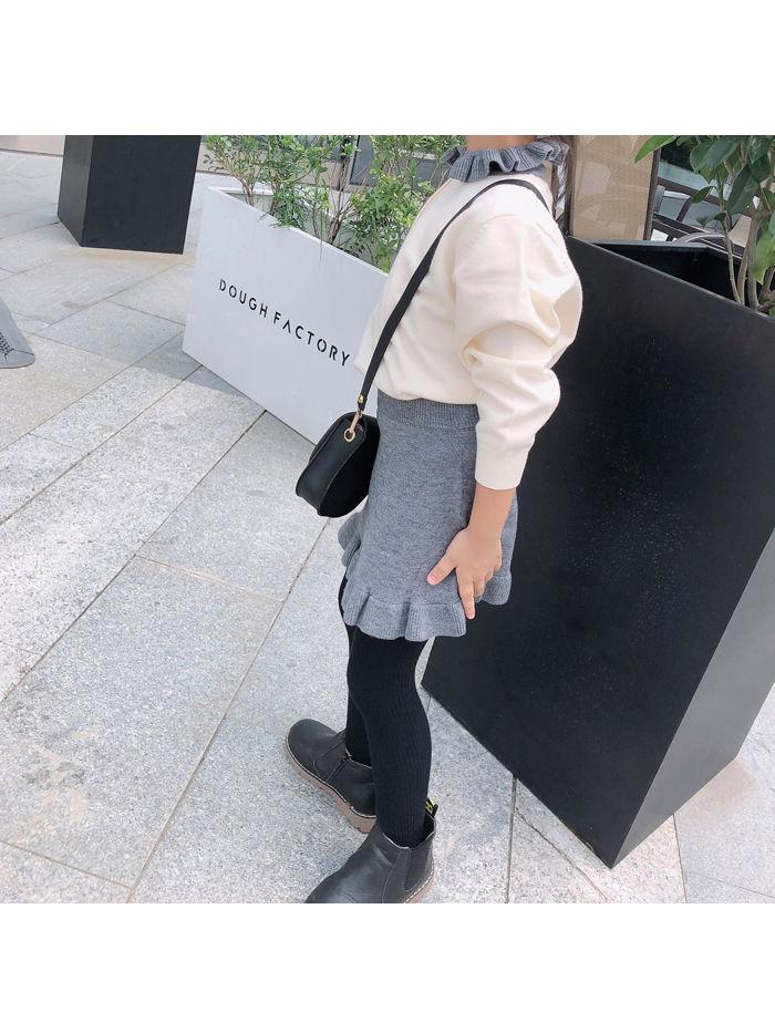 Fall 2-Piece Solid Color Knitted Sweater Matching Flutter Skirt Set - dianjiang-