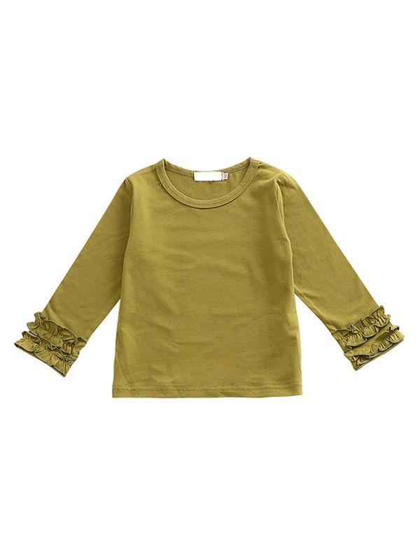 Fall & Autumn Baby Little Girl Round Collar Long Sleeves Cotton Top - dianjiang-