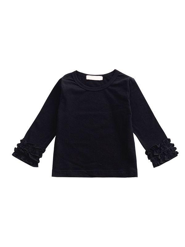 Fall & Autumn Baby Little Girl Round Collar Long Sleeves Cotton Top - dianjiang-