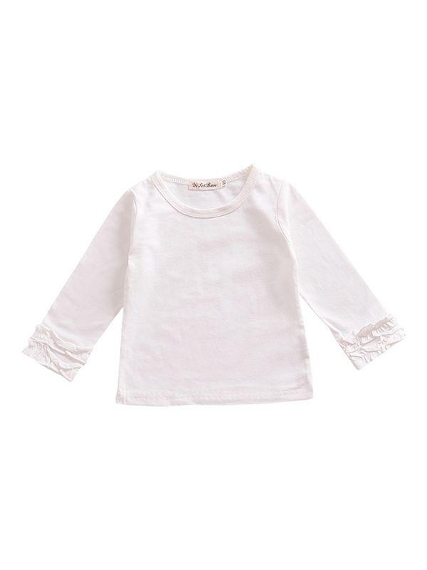 Fall & Autumn Baby Little Girl Round Collar Long Sleeves Cotton Top - dianjiang-