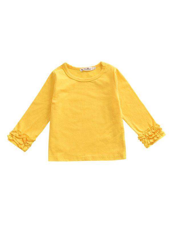 Fall & Autumn Baby Little Girl Round Collar Long Sleeves Cotton Top - dianjiang-