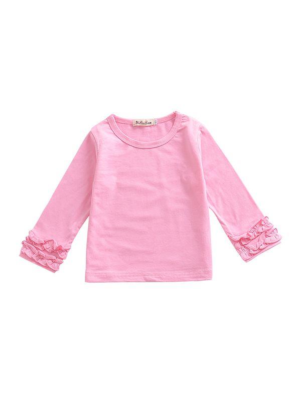 Fall & Autumn Baby Little Girl Round Collar Long Sleeves Cotton Top - dianjiang-