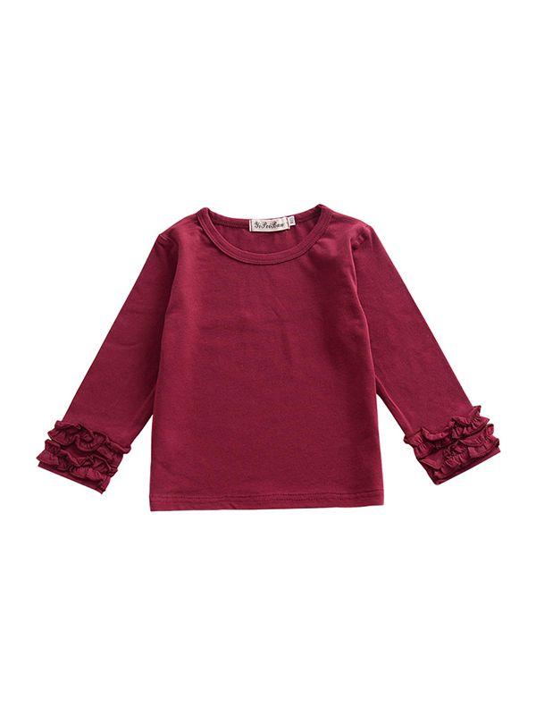 Fall & Autumn Baby Little Girl Round Collar Long Sleeves Cotton Top - dianjiang-