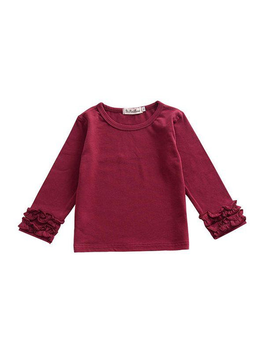Fall & Autumn Baby Little Girl Round Collar Long Sleeves Cotton Top - dianjiang-