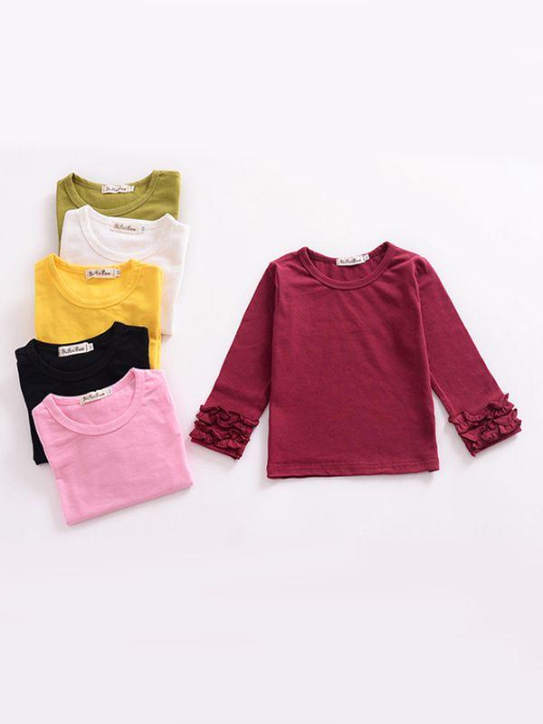 Fall & Autumn Baby Little Girl Round Collar Long Sleeves Cotton Top - dianjiang-