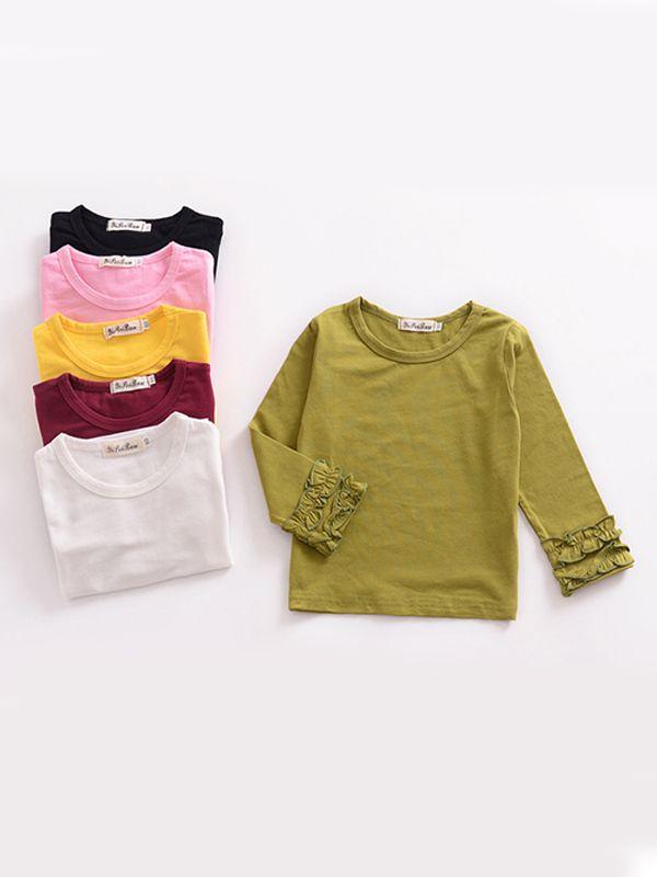 Fall & Autumn Baby Little Girl Round Collar Long Sleeves Cotton Top - dianjiang-