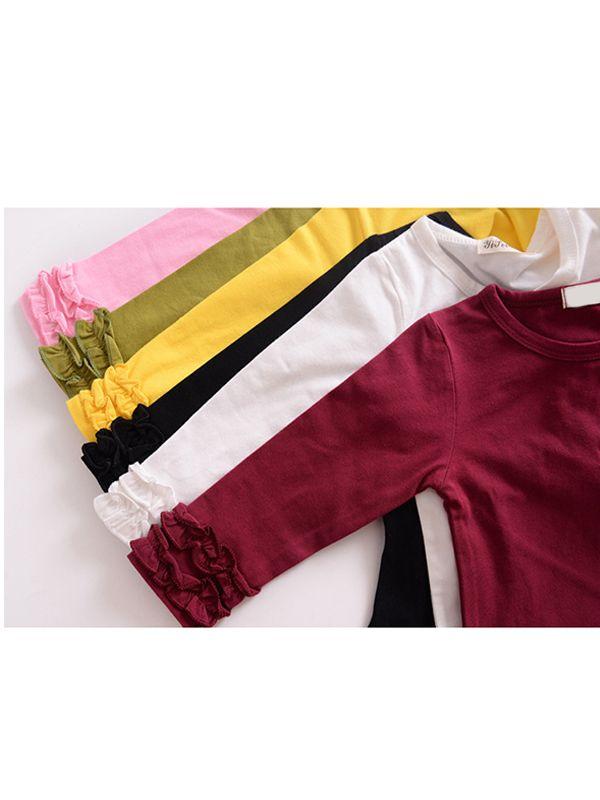 Fall & Autumn Baby Little Girl Round Collar Long Sleeves Cotton Top - dianjiang-