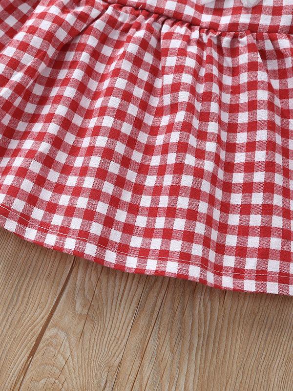 Fall Baby Girl Cute Outfit 2-Piece Plaid Dress Matching Headband - dianjiang-