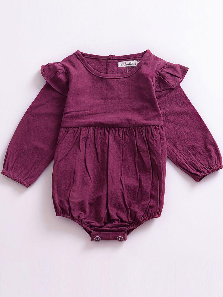 Fall Baby Girls Ruffled Pattern Cotton Romper - dianjiang-