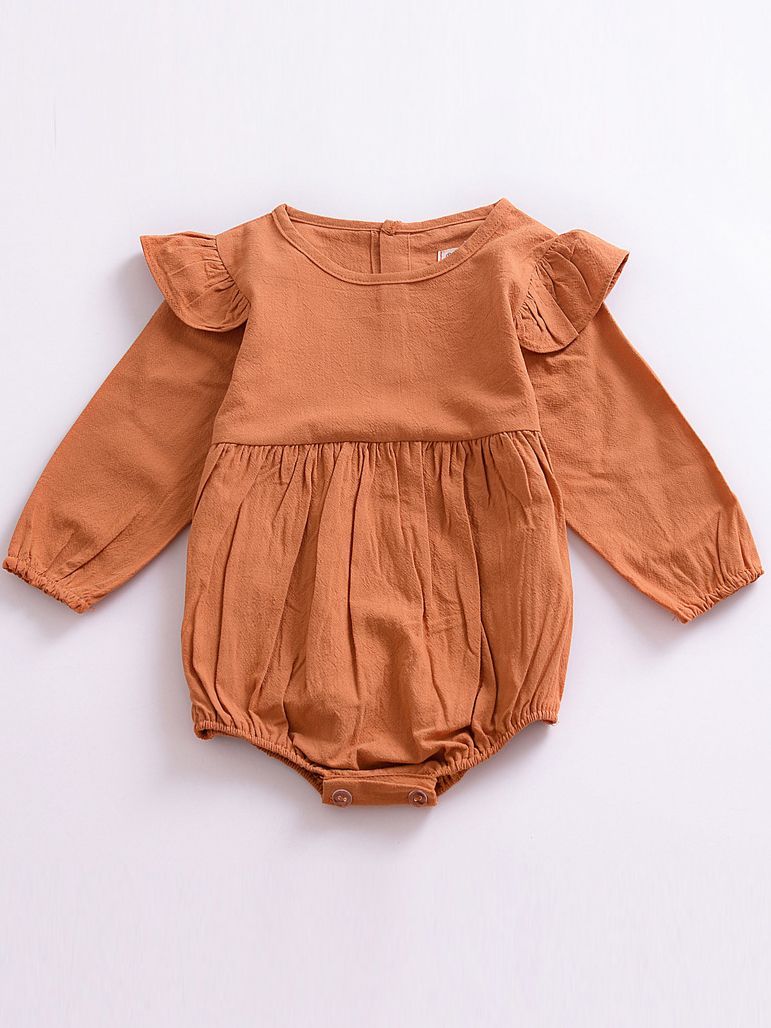 Fall Baby Girls Ruffled Pattern Cotton Romper - dianjiang-