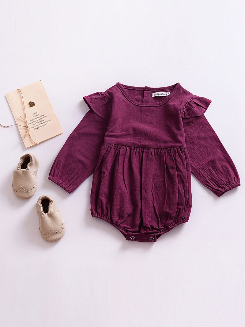 Fall Baby Girls Ruffled Pattern Cotton Romper - dianjiang-