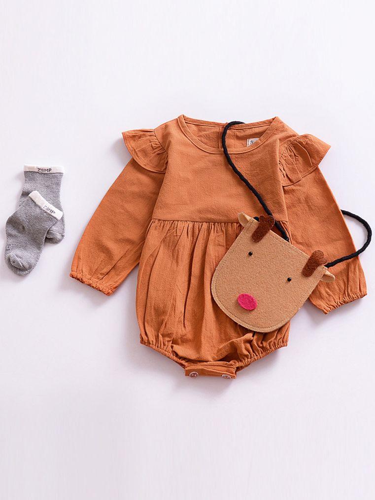 Fall Baby Girls Ruffled Pattern Cotton Romper - dianjiang-