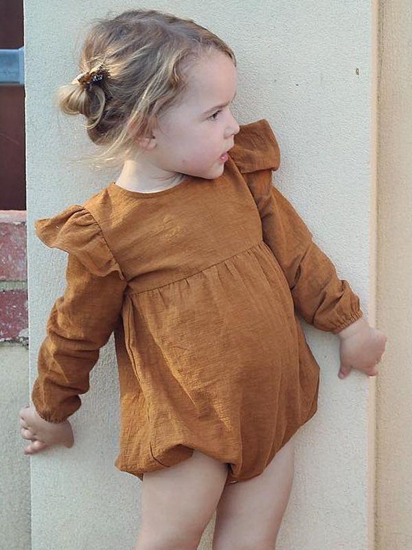 Fall Baby Girls Ruffled Pattern Cotton Romper - dianjiang-