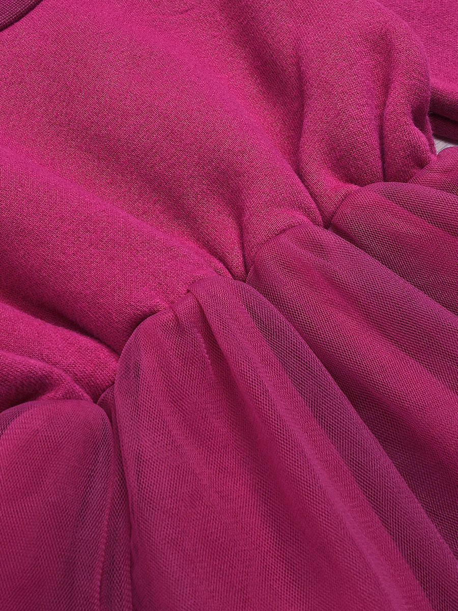 Fall Baby Little Girl Mesh Patchwork Crimson Dress - dianjiang-