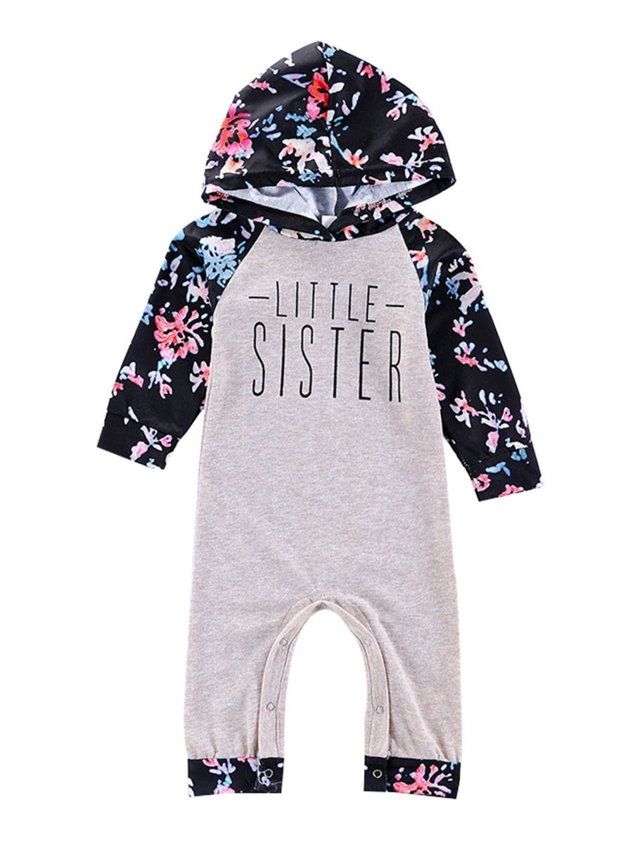 Fall Little Sister Floral Hooded Overall - dianjiang-