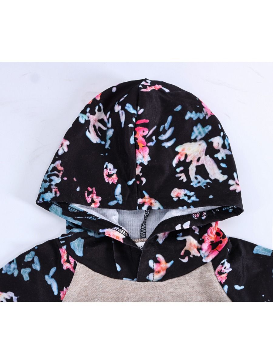 Fall Little Sister Floral Hooded Overall - dianjiang-