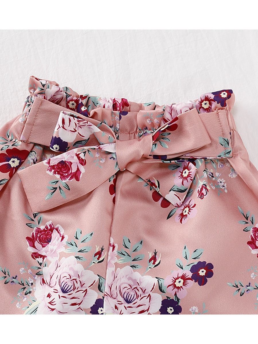 Fall 3-Piece Set Baby Girl Ruffled Sleeve Ribbed Romper and Pants and Headband - dianjiang-