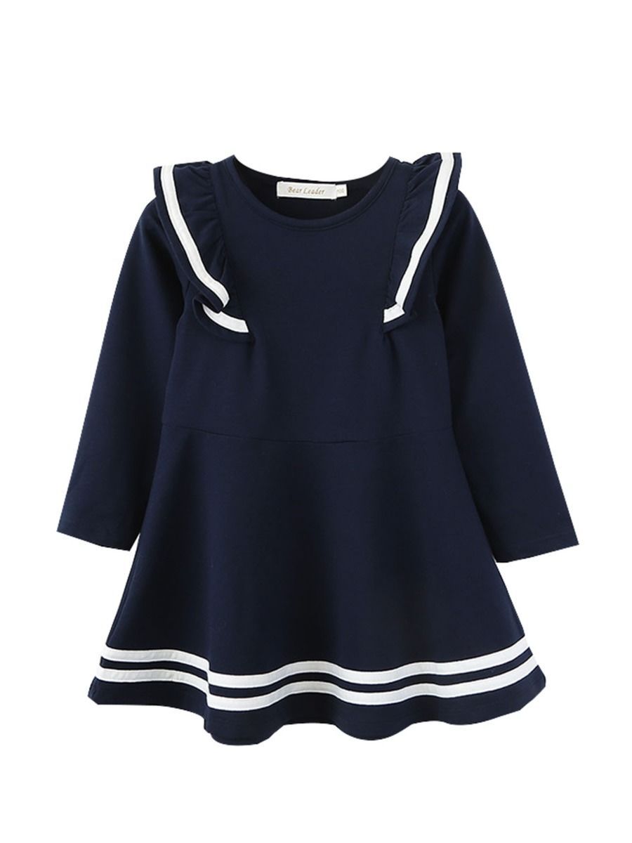 Fall School Girl Ruffled Sleeve Dress - dianjiang-