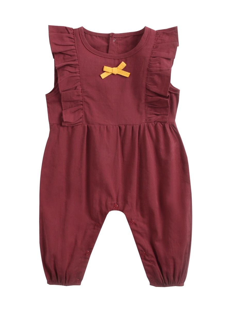 Fall Solid Color Baby Frilled Jumpsuit - dianjiang-