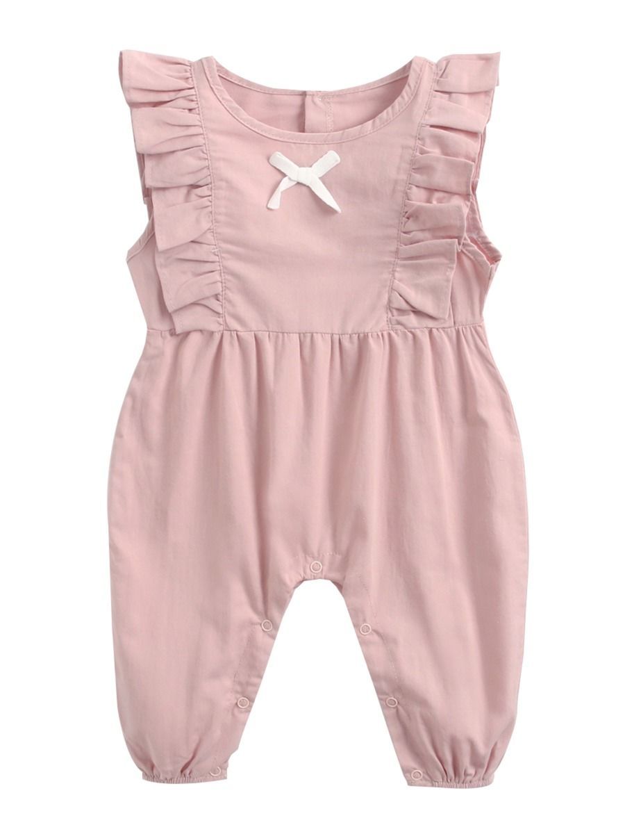 Fall Solid Color Baby Frilled Jumpsuit - dianjiang-