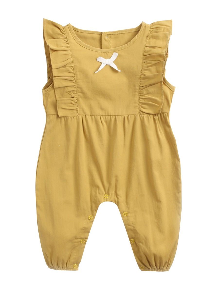 Fall Solid Color Baby Frilled Jumpsuit - dianjiang-