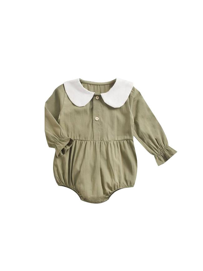 Fall Solid Color Onsie Cute Doll Collar Infant Baby Bodysuit - dianjiang-