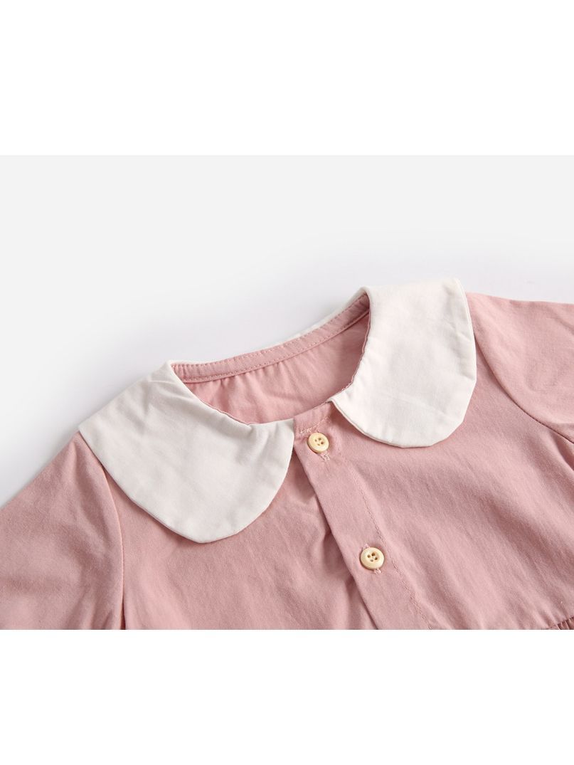 Fall Solid Color Onsie Cute Doll Collar Infant Baby Bodysuit - dianjiang-