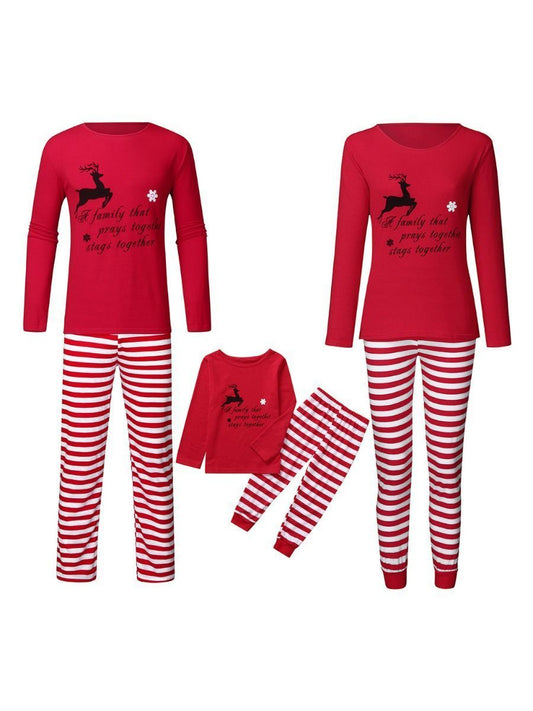 Family Matching 2-Piece Christmas Deer Stripe Loungewear - dianjiang-